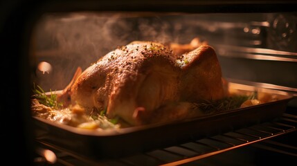 Thanksgiving turkey roasts golden brown evoking warmth family tradition and delicious holiday feasts