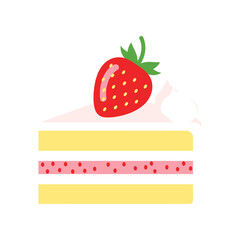 Delicious Strawberry Cake Slice with Cream and Layers.