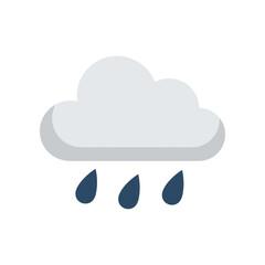 Simple Icon of a Rain Cloud with Falling Drops.