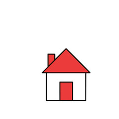 Simple Red and White House Icon with Chimney.