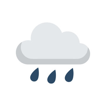 Simple Icon of a Rain Cloud with Falling Drops.