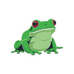Vibrant Green Frog with Striking Red Eyes Detailed Illustration.