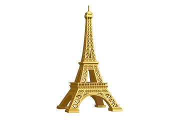Eiffel Tower Gold 3D Render Illustration