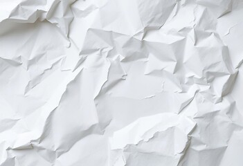Close-up of a crumpled sheet of white paper, showing texture and creases,  blank,   crumpled background