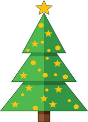 Clean digital illustration of a festive Xmas tree design with defined layers, ideal for graphic projects requiring a basic, stylized, and contemporary holiday element.
