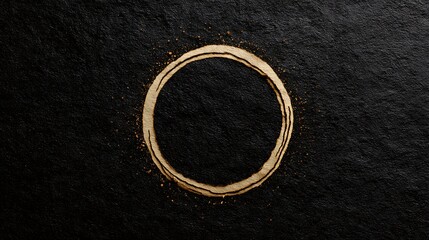 Circular Ring of Brown Powder on Dark Textured Surface