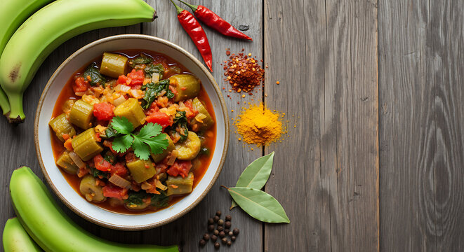 Matoke Kenyan green banana stew overhead view