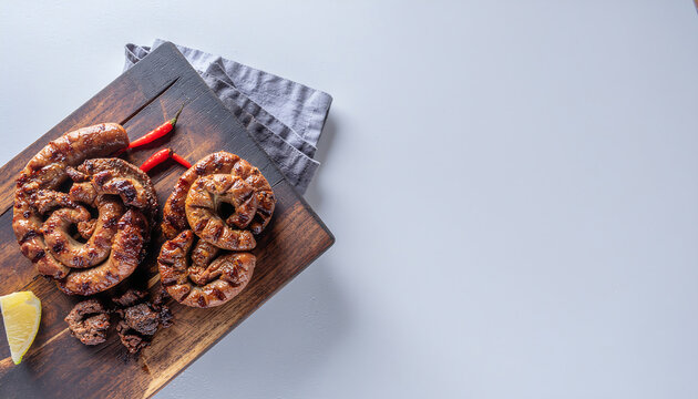 Kenyan street food grilled offal platter overhead