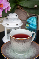 Cup of tea on a small table
