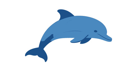 Obraz premium Happy Blue Dolphin Illustration in Flat Design Style