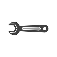 A simple black and white illustration of a wrench tool.