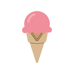 A simple illustration of a pink ice cream cone.