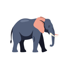A stylized illustration of a large African elephant walking.