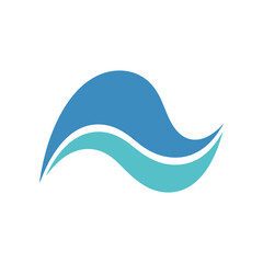 Abstract blue wave logo design element icon on white background.