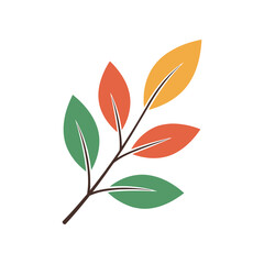 Autumn Branch with Colorful Leaves Illustration.