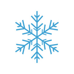 Blue Snowflake Illustration on White Background.