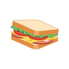 Cartoon Sandwich with Ham Cheese Lettuce and Tomato.