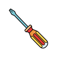 Colorful Flat Design Screwdriver Tool Illustration.