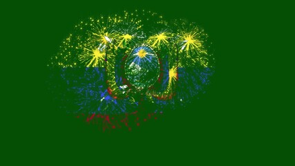 Ecuador Flag Fireworks Animation on Green Screen – Celebration Pyrotechnic Effect with Ecuadorian National Colors, Isolated Flag-Shaped Fireworks for Festive Video Projects