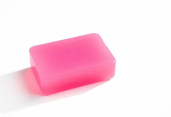 A single bar of bright pink soap, isolated on white,   bar soap,  cosmetic
