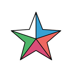 Fototapeta premium Colorful Star Icon with Geometric Design and Bold Outline.