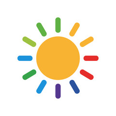Colorful Sun Illustration with Rainbow Rays.