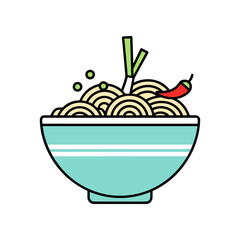 Delicious Bowl of Noodles with Chili and Green Onions.