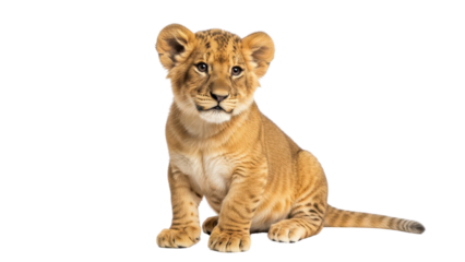 Cute Lion Cub Sitting isolated PNG with Transparent Background