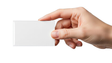Obraz premium Hand Holding Blank Business Card on White