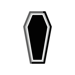 Isolated Black Coffin with Gray and White Outline.