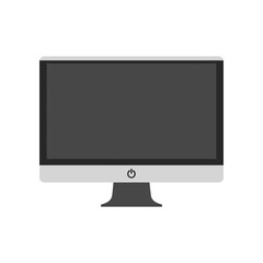 Modern Computer Monitor with Blank Screen and Power Button Displayed Prominently.