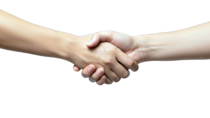 Hands Shaking in Agreement on White Background