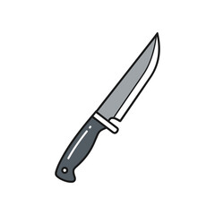 Simple cartoon illustration of a sharp hunting knife isolated.