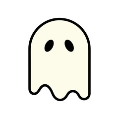 Simple Cartoon Ghost Icon with Black Eyes.