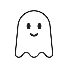 Simple Cute Ghost Icon with Smiling Face.