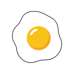 Simple Fried Egg Illustration with Yellow Yolk and White.