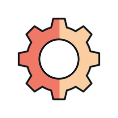 Simple gear cogwheel icon with two tone color scheme.