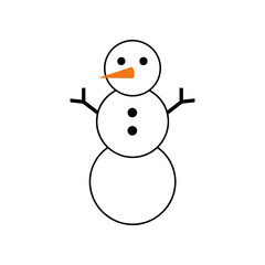 Simple Hand Drawn Snowman Illustration on White Background.