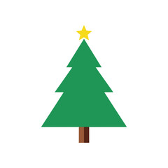 Simple Green Christmas Tree with Yellow Star Decoration.