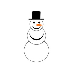 Simple Snowman Illustration with Top Hat and Carrot Nose.