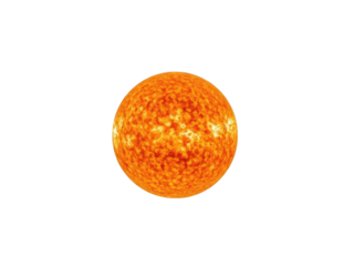 Bright fiery sun isolated on transparent background