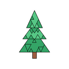 Obraz premium Stylized Christmas Tree Illustration with Geometric Triangle Pattern.