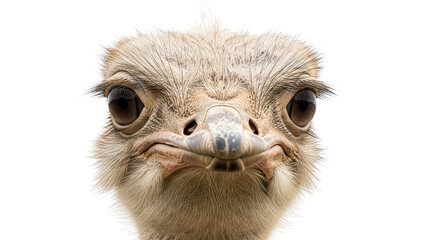 Curious Ostrich Head Close-up isolated PNG with Transparent Background