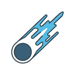 Stylized Comet or Meteoroid Icon with Trail in Blue Hues.