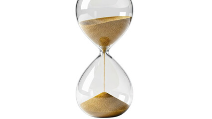 Hourglass with Sand Flowing Down on White Background