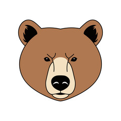 Stylized illustration of a brown bear head with a stern expression.