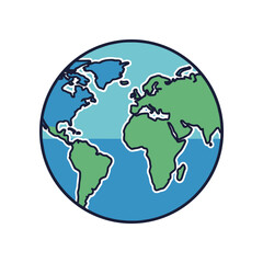 Stylized illustration of planet Earth showing continents and oceans.