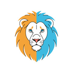 Stylized Lion Head with Split Color Mane.
