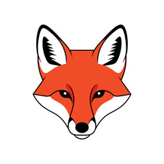 Obraz premium Stylized Red Fox Head Illustration with Black and White Accents.