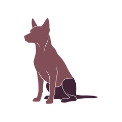 Stylized Silhouette of a Sitting Dog with Alert Ears.